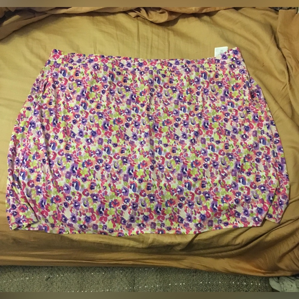 Purple Floral Skirt with Shorts